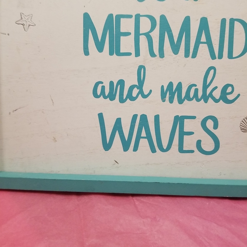 Hobby lobby framed wood plaque used but ready for beach or in home mermaids!!